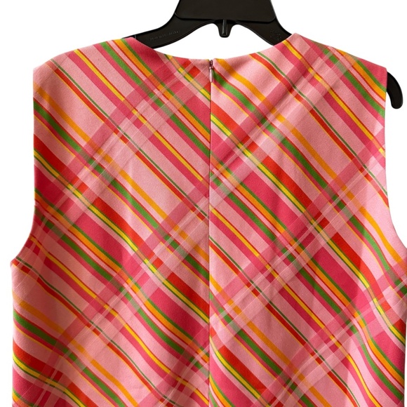 FRANCES VALENTINE LILLY SHIFT DRESS CANDY RIBBON PLAID NWT LG ELEGANT RETRO 60’s - Picture 6 of 12